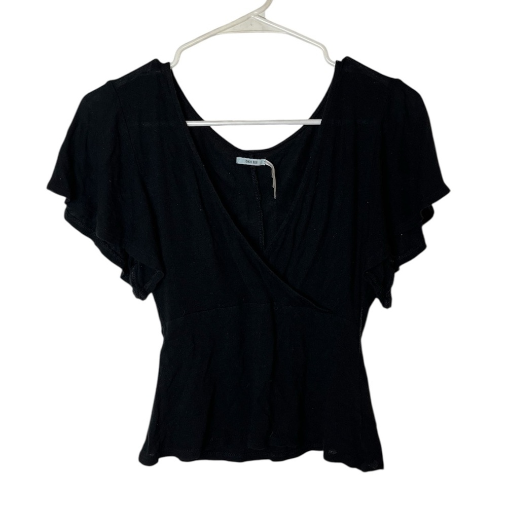 Kimchi Blue Black Flutter Sleeve Blouse